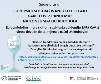 Diseminacija europskog istraživanja o utjecaju SARS-CoV-2 pandemije na konzumaciju alkohola